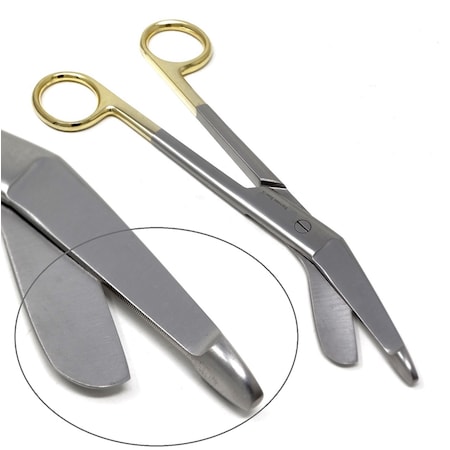 A2Z Scilab Supercut Lister Bandage Scissors 7.25", One Serrated Blade Gold Handle A2Z-ZR055